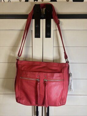 Great American Leather Co Crossbody Purse Dark Pink Studded Pockets